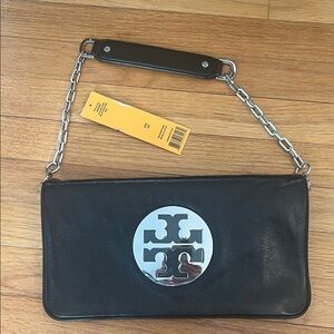 Tory Burch Black Leather Bag with Silver Chain- new with tags!